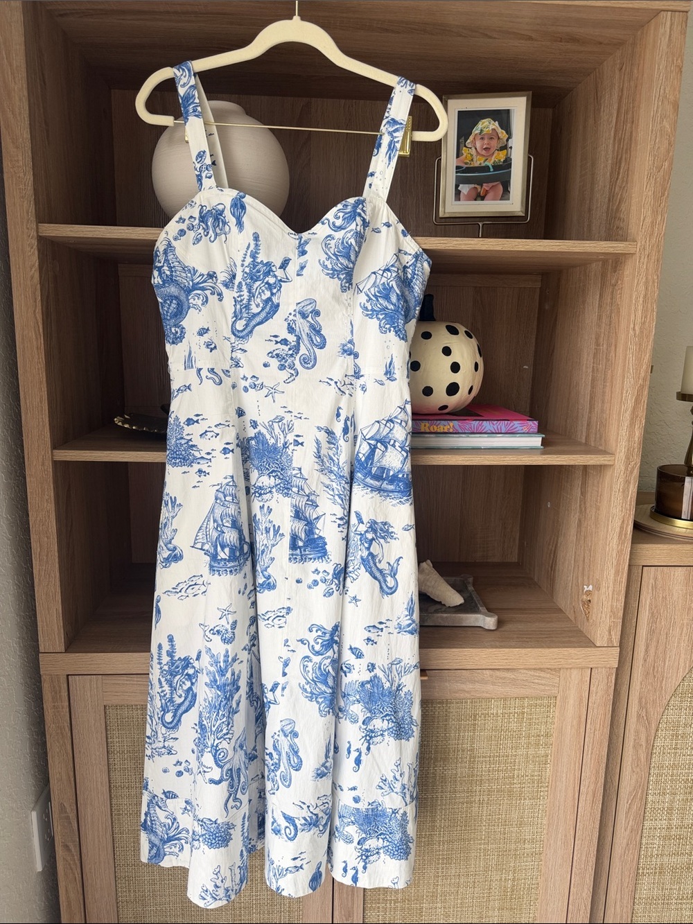 Avec Les Filles Blue & White Toile de Jouy Midi Dress 💙🤍